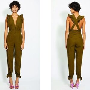 Happy × Nature by Kate Hudson Blue Yellow Floral Wide Leg Jumpsuit Boho Size 10